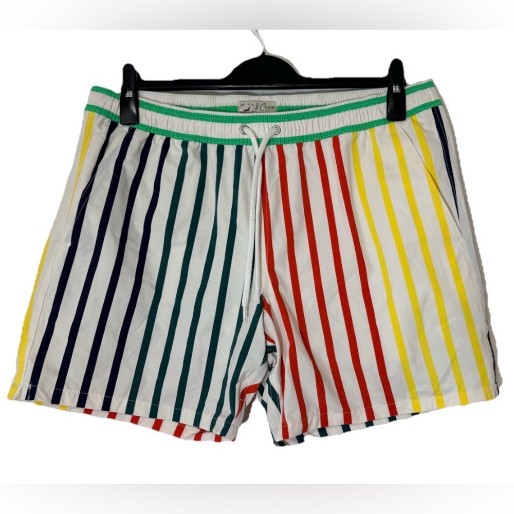 J.Crew Shorts Swim Trunks Lined Multicolored Striped Surf Board Pocket Sz M